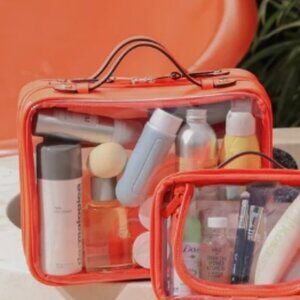 Large Clear Cosmetics Case - Papaya